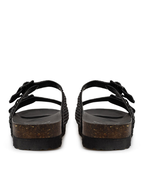 Sandalia Negra Brillos Doble Hebilla MD23328